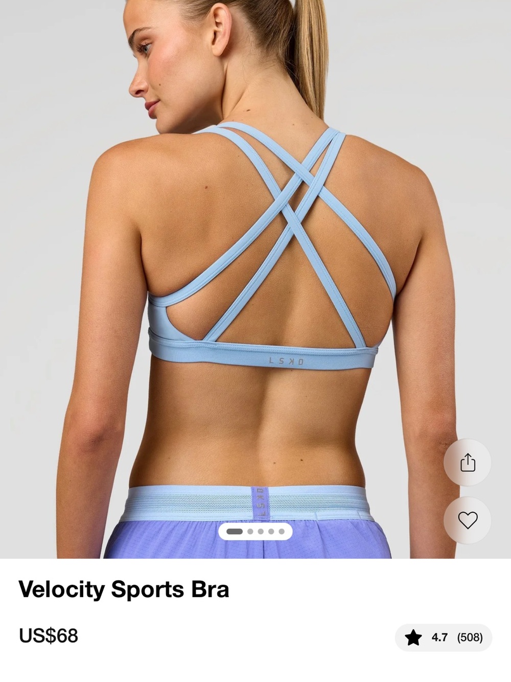 LSKD velocity sports bra in Open Air